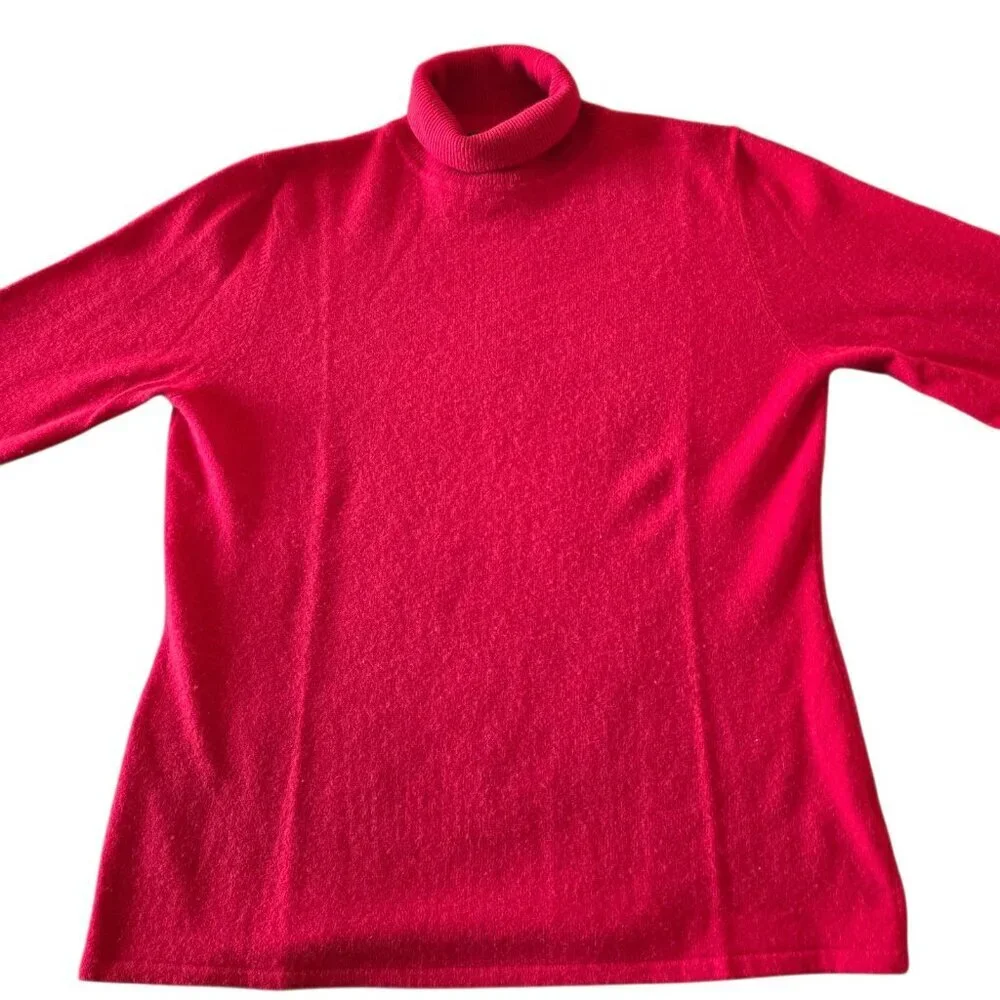 Ralph Lauren Red Cashmere Merino Angora Wool Turtleneck Sweater M